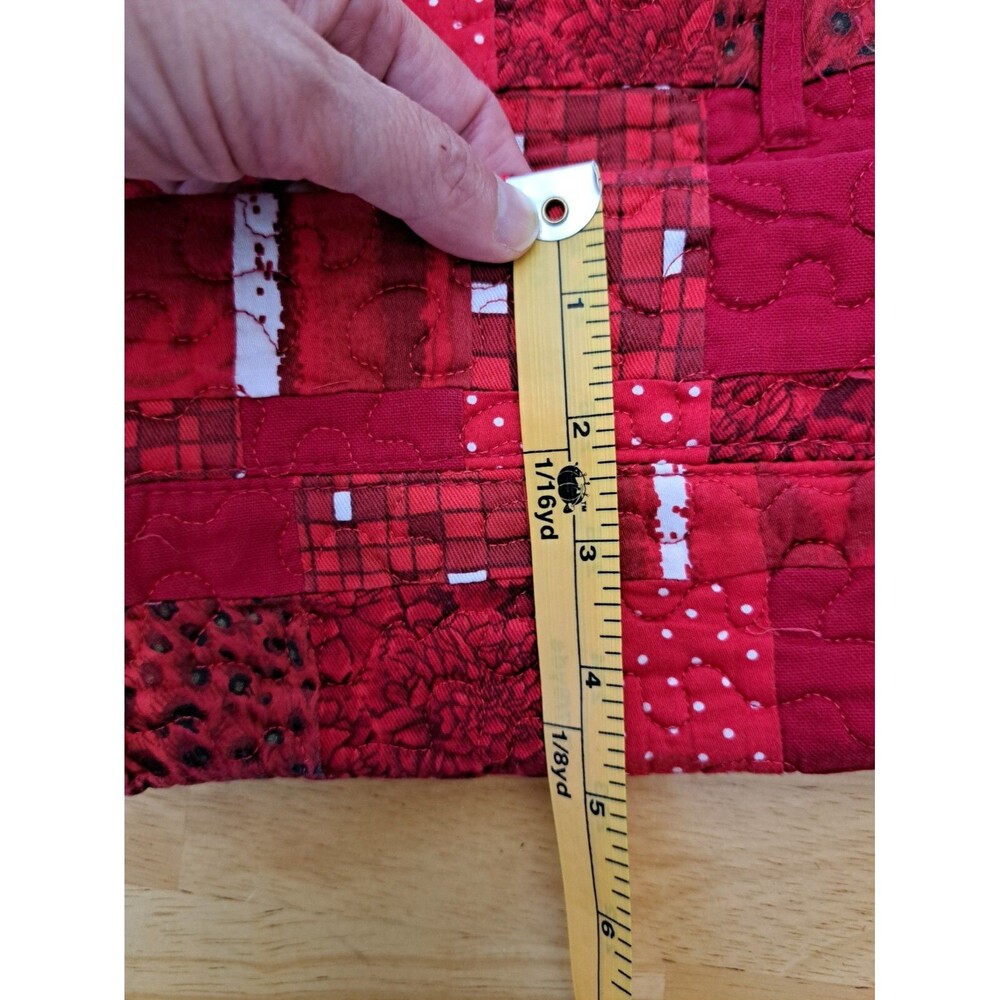 Donna Sharp Red Quilted Patchwork Purse Double Ha… - image 6